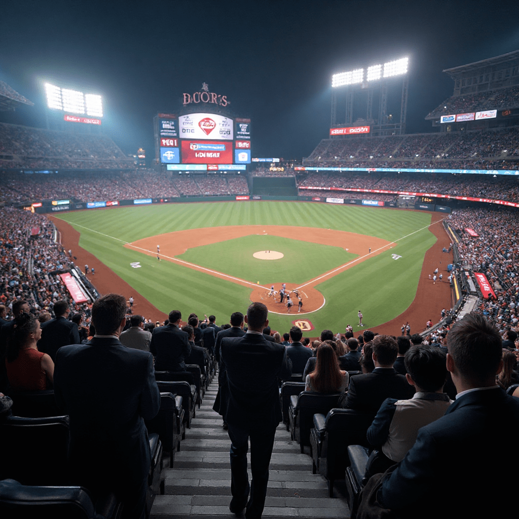 야간 조명 아래 진행되는 프로야구 경기의 긴장감 넘치는 순간