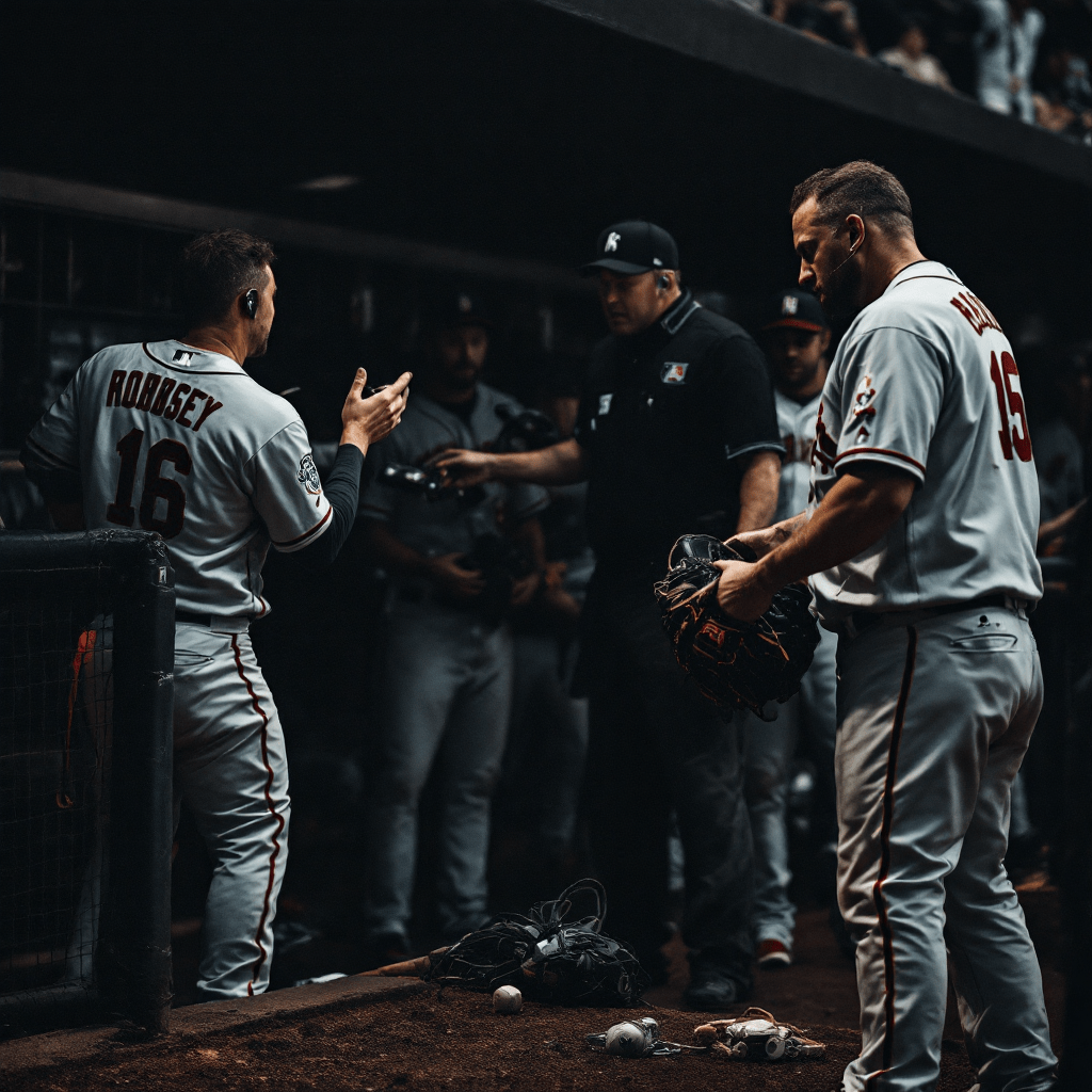 덕아웃에서 전략을 논의하며 경기를 준비하는 야구 선수들