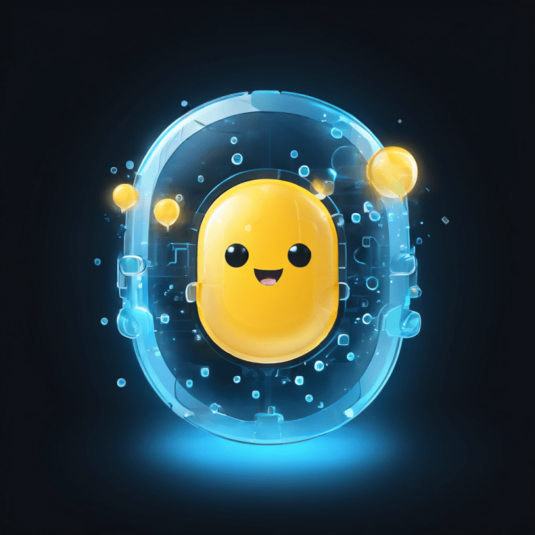 카카오톡 로고가 새겨진 말풍선 보호막이 어둠의 데이터 위협으로부터 디지털 문을 지키고 있습니다.