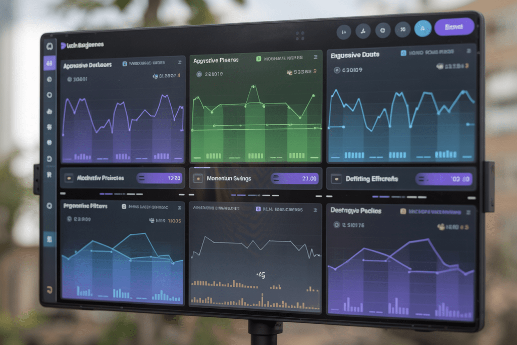 다중 그래프 패널로 구성된 스포츠 분석 대시보드 화면