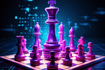 체스판 위에서 사용자의 말이 이동 중 희미해지며 빈 칸 위에는 이탈률 방정식이 빛나고 있습니다.