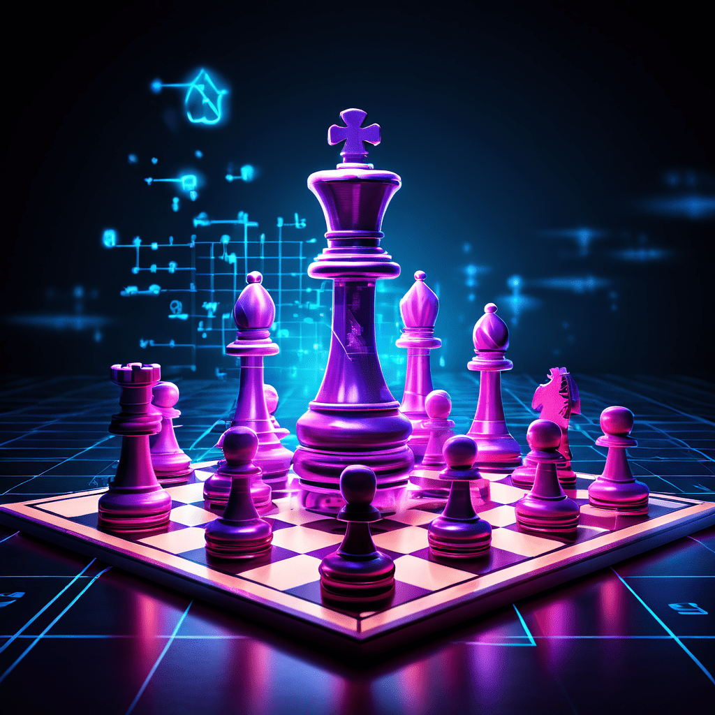 체스판 위에서 사용자의 말이 이동 중 희미해지며 빈 칸 위에는 이탈률 방정식이 빛나고 있습니다.