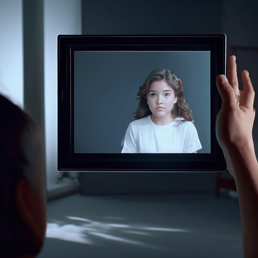 화면 가득 시선을 사로잡는 강렬한 빨간색과 검은색의 대비 속에 단 하나의 매혹적인 눈동자가 펼쳐져 있습니다.